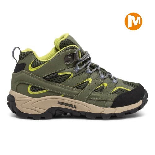 Merrell Moab 2 Mid Waterproof Winterstiefel Kinder DunkelOlivgrün [DE-XFSLE]